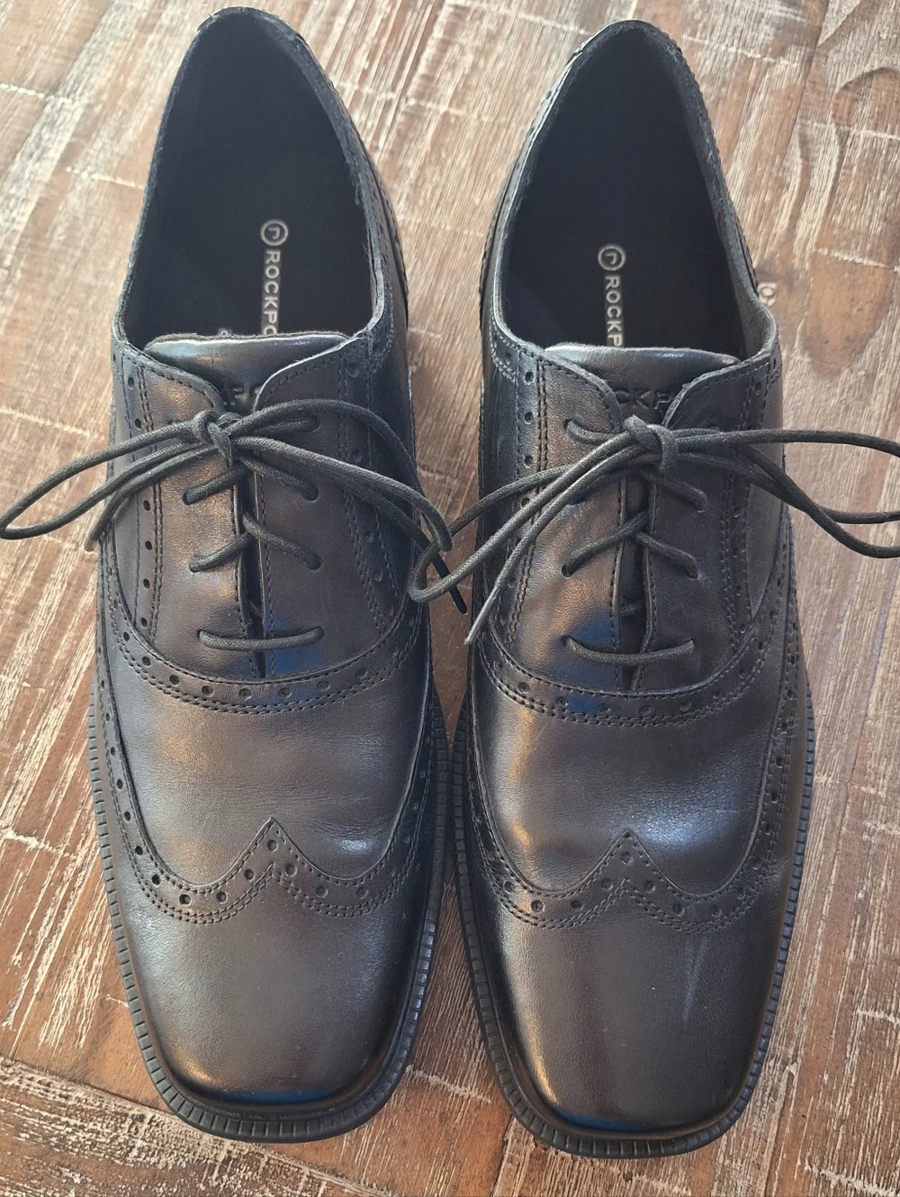 Rockport Men's Size 11 Adiprene Black Dress Shoes Lightweight Lace Up Shoe